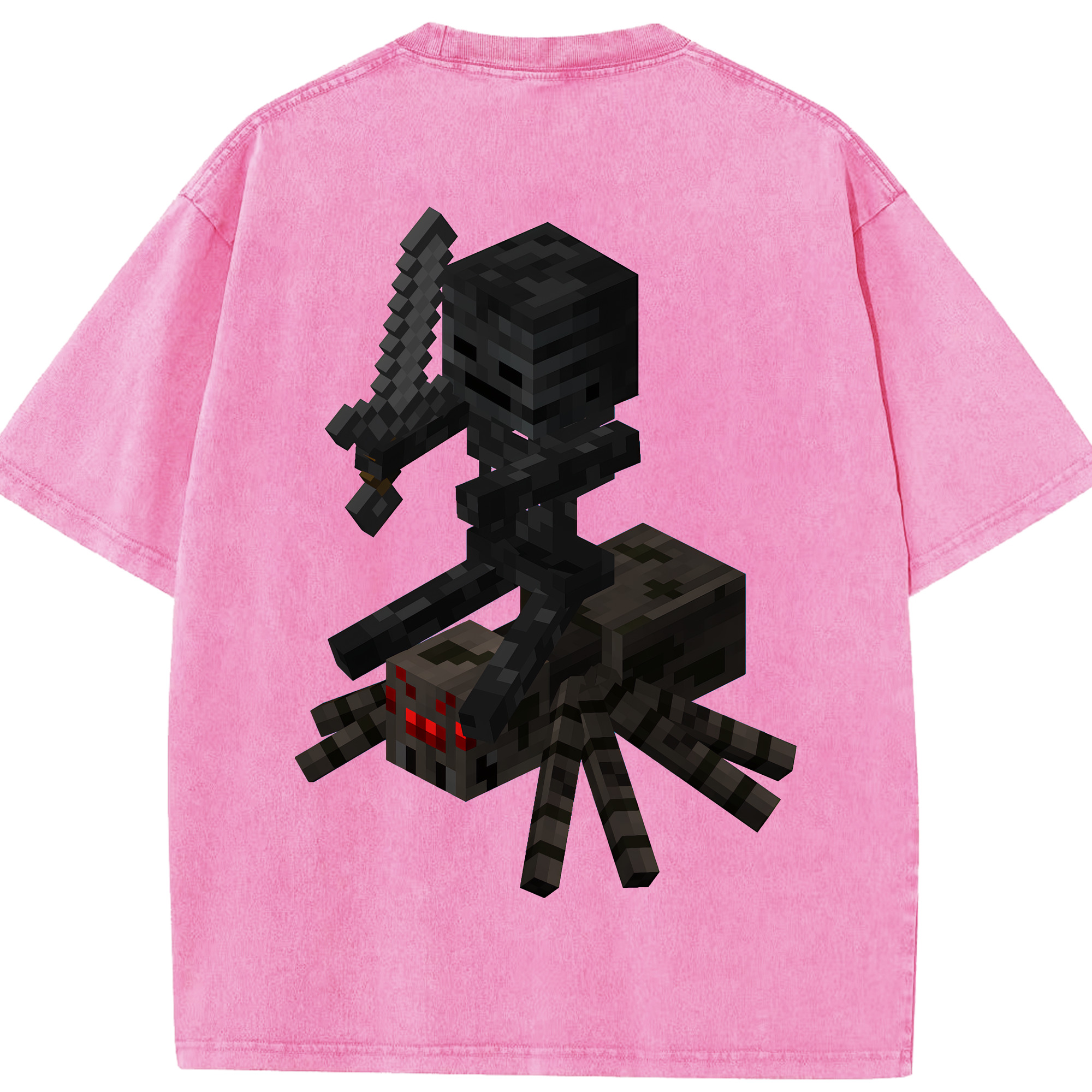 （画像用） マインクラフト ブロックの世界 Minecraft MC Block world 綿100% ヴィンテージ風 半袖Tシャツ（背面プリント）